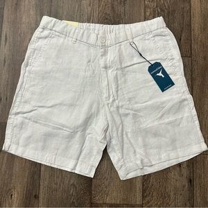 Natural Blue 100% Linen Lightweight Shorts Size L White